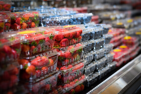 Berries selection at grocery store