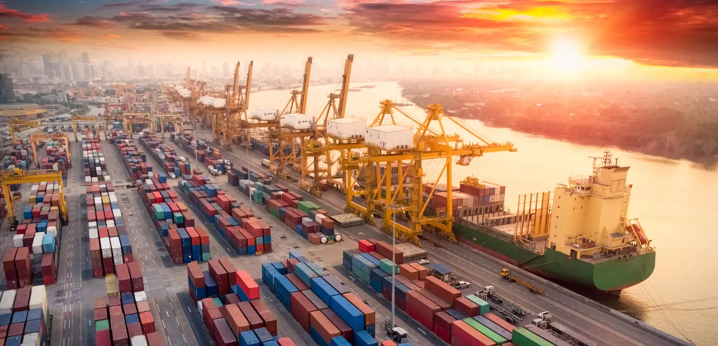Logistics and transportation of Container Cargo ship.