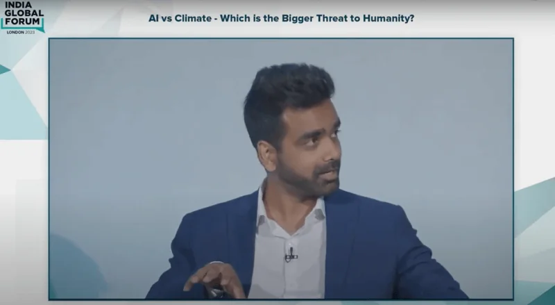 Himanshu Gupta at Ai vs climate debate screenshot
