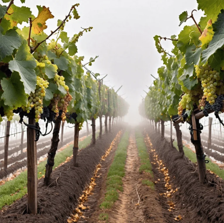 Vineyard and Fog 