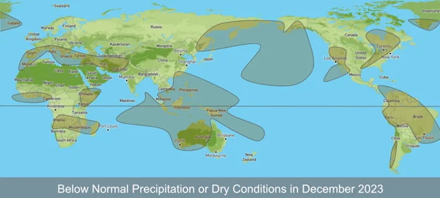 December Global Drought Conditions 2023