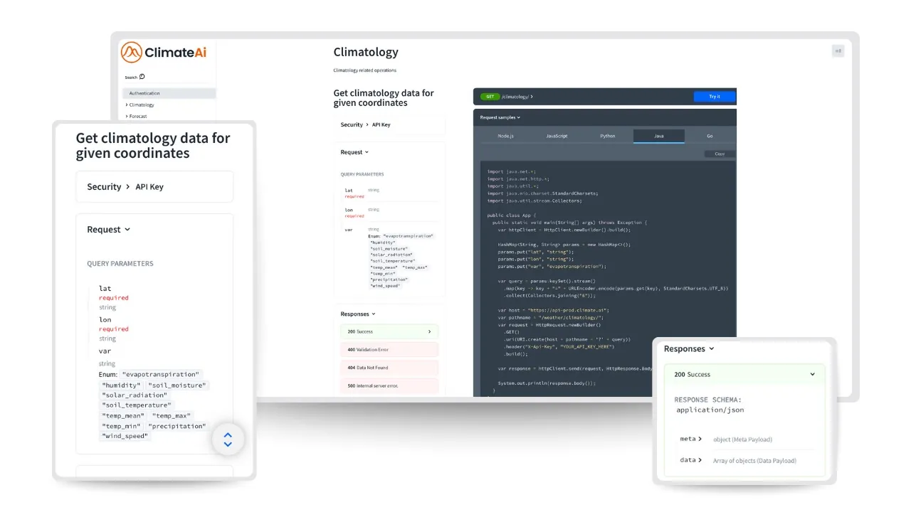 A look at what ClimateAi's API looks like