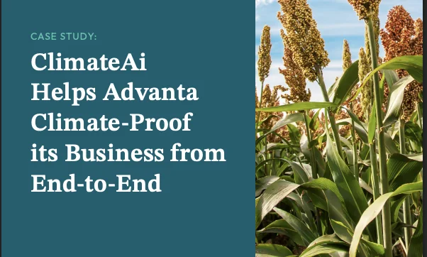 An image of the front page of ClimateAI's case study with Advanta on how we helped the company climate-proof their business.